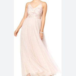 Adrianna Papell NWT NEW 4 Sequin Blush Pink Tulle Dress Gown